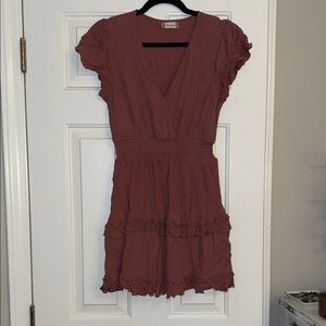 Altar'd State Mauve Mini Dress with Ruffles